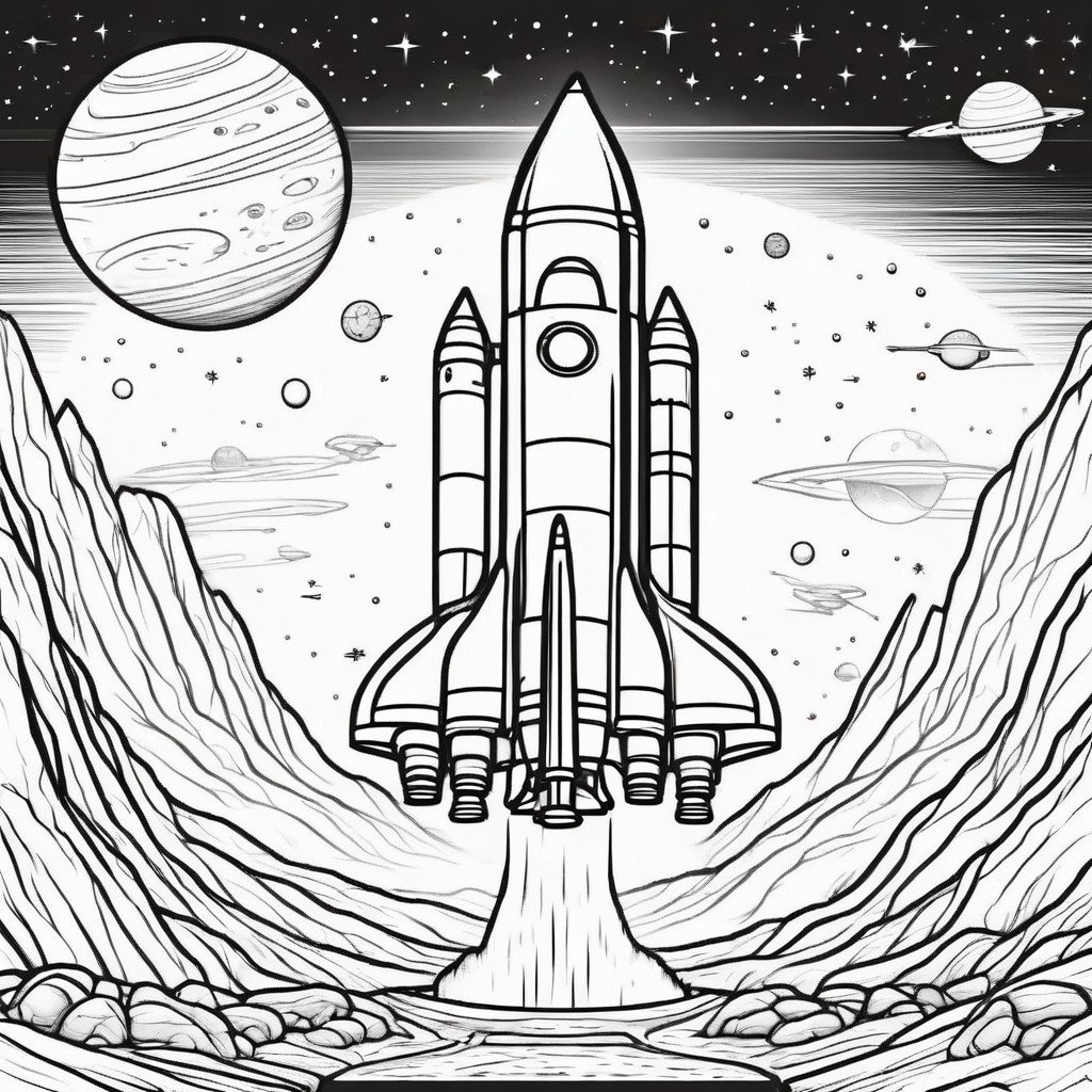 coloring page rocket ship