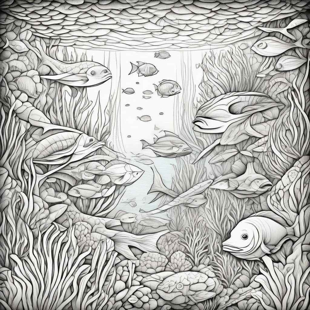 coloring page under the sea